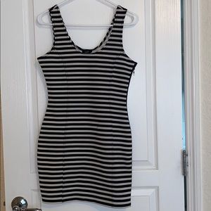 Aqua black & white striped dress size small